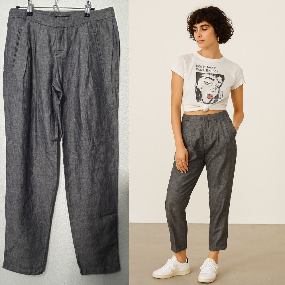 NEW Theory Linen Dalisha Red Bay Speckled Blue Pant Deadstock Sz 6 Timeless Twee